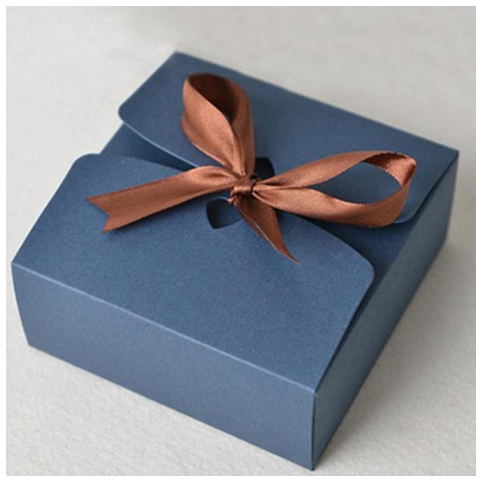 KAYLRE pudełko Pudełka Kraft z wstążką, pudełka na upominki ślubne, pudełka upominkowe na baby shower, pudełka na prezenty imprezowe 30 szt./pudełka na partię (kolor: głęboki niebieski, rozmiar: 17,5