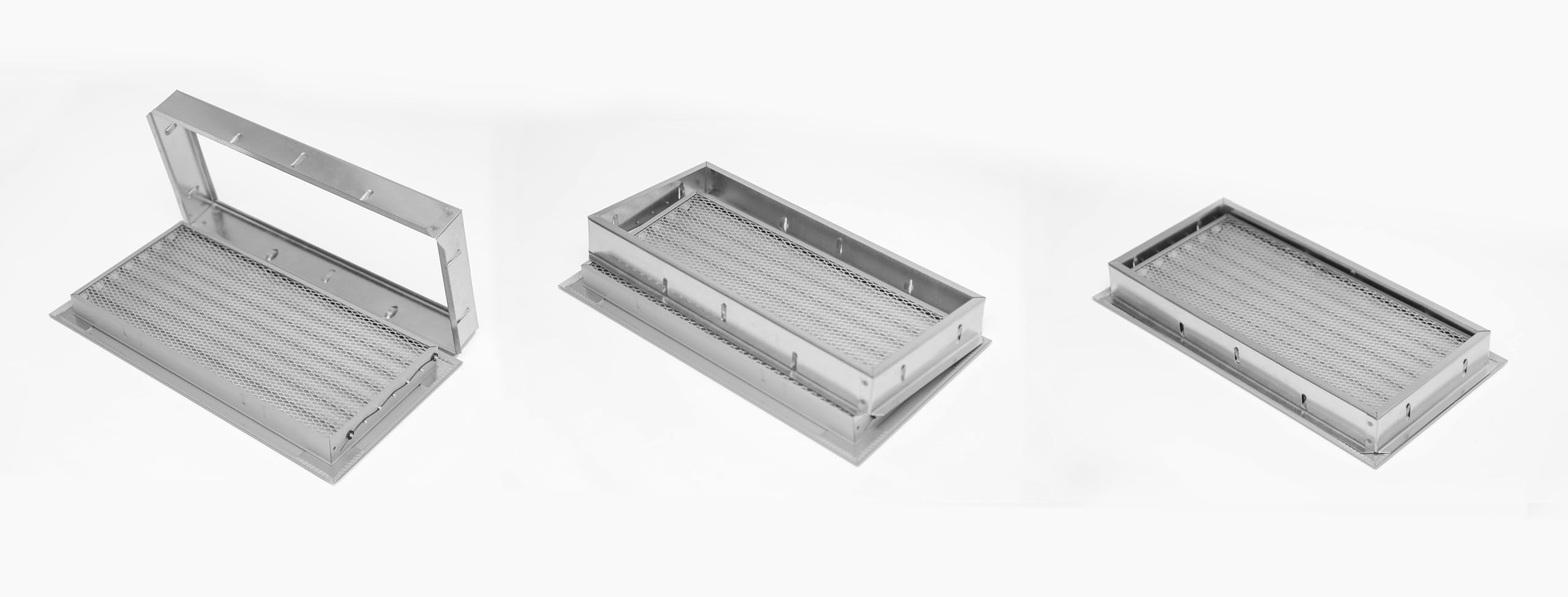 Rejilla de Ventilación de Aluminio – Lamas Curvadas Regulables – Flujo de Aire Controlado – Marco de Instalación y Malla – Interior y Exterior – 40 x 20 cm.