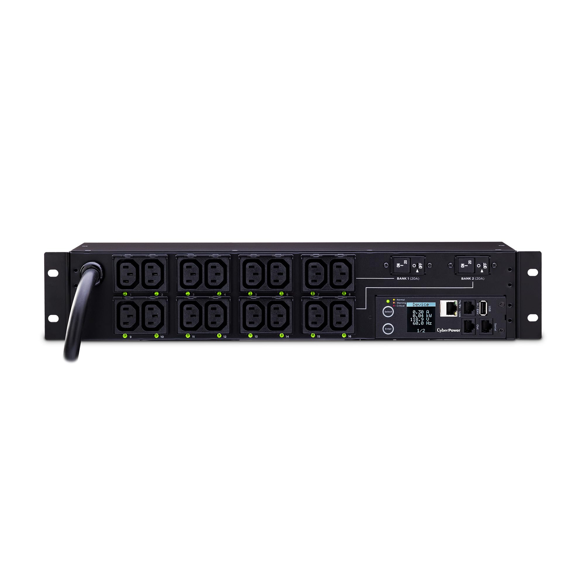 CyberPower PDU81007 Switched Metered-By-Outlet PDU, 200-240V/30A, 16 Outlets, 2U Rackmount