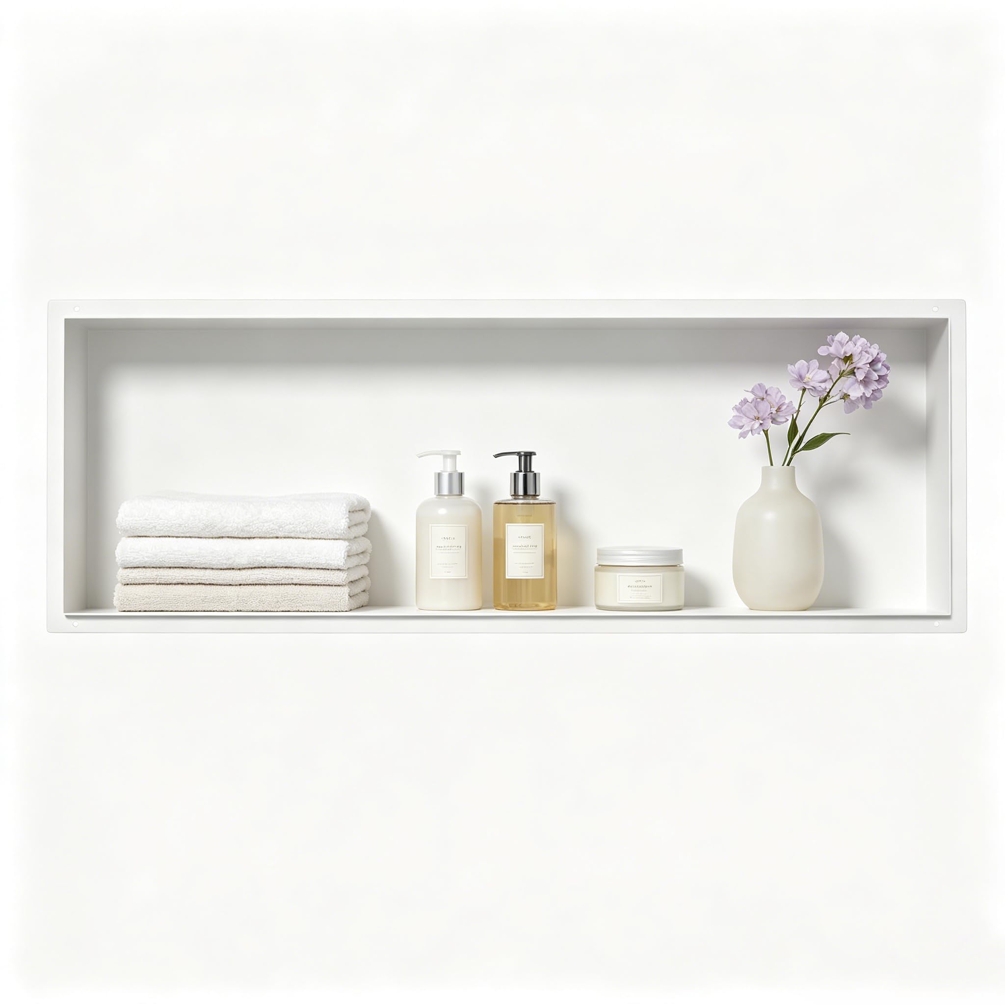 Bernkot Shower Niche Stainless Steel White 90 cm × 30 cm × 10 cm No Tiles Required Recess Shower for Bathroom Storage Recessed Shower Enclosure Rimless Flush Mount — image 1