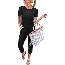 Jumpsuits for Women Summer 2026 Casual Short Sleeve One Piece Outfits Drawstring Waist Long Pants Romper Jumpers