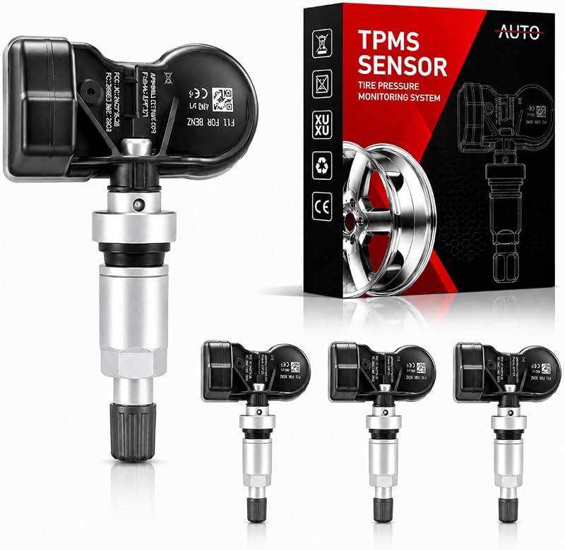 4Pack Universal Pre-Programmed TPMS Sensor Tire Pressure Monitoring Sensors Compatible with 2000-2023 Mercedes Benz Model 433Mhz 315Mhz