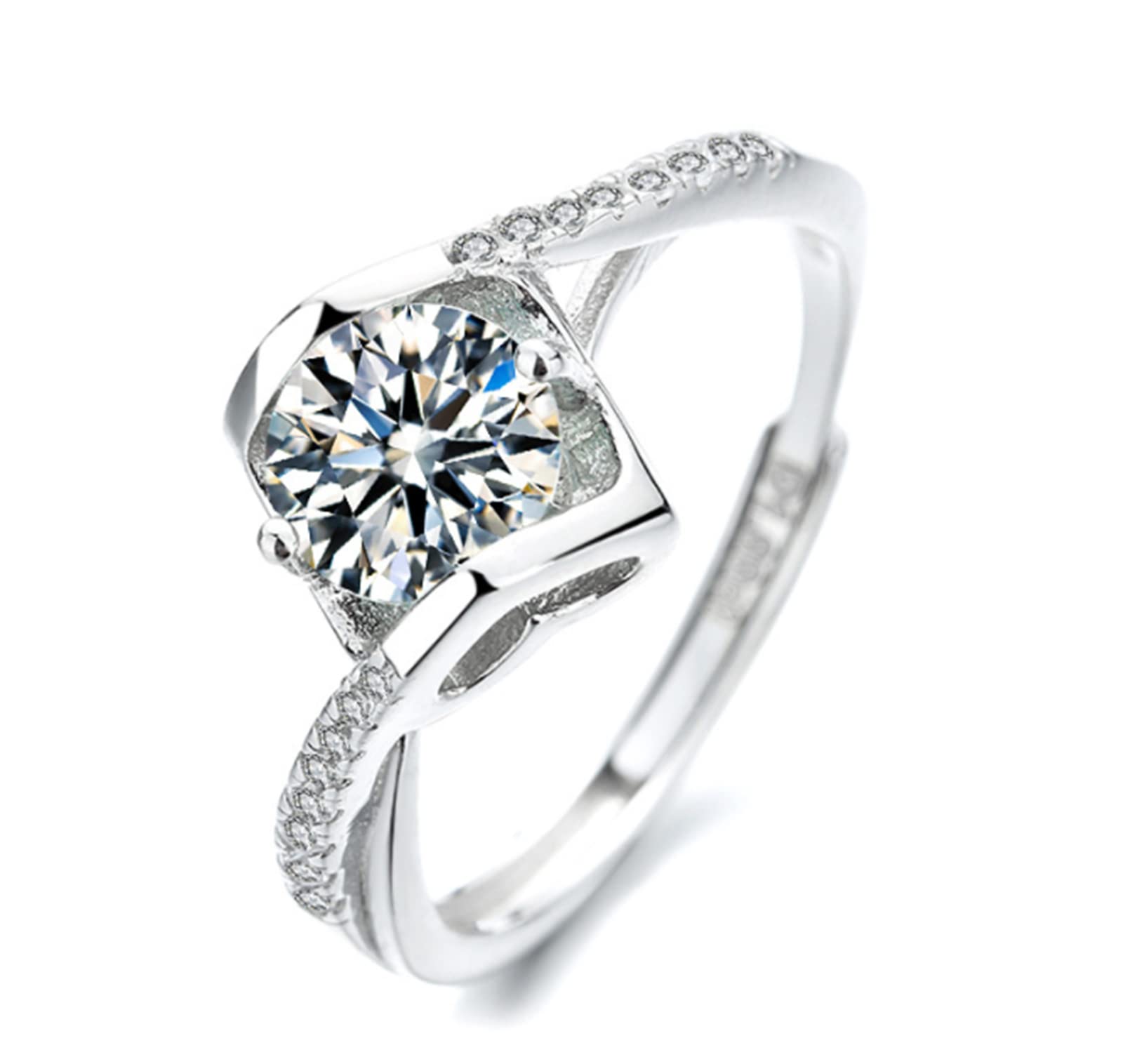 NOAMED Women's Ring Sterling Silver Love Eternal Wedding Ring