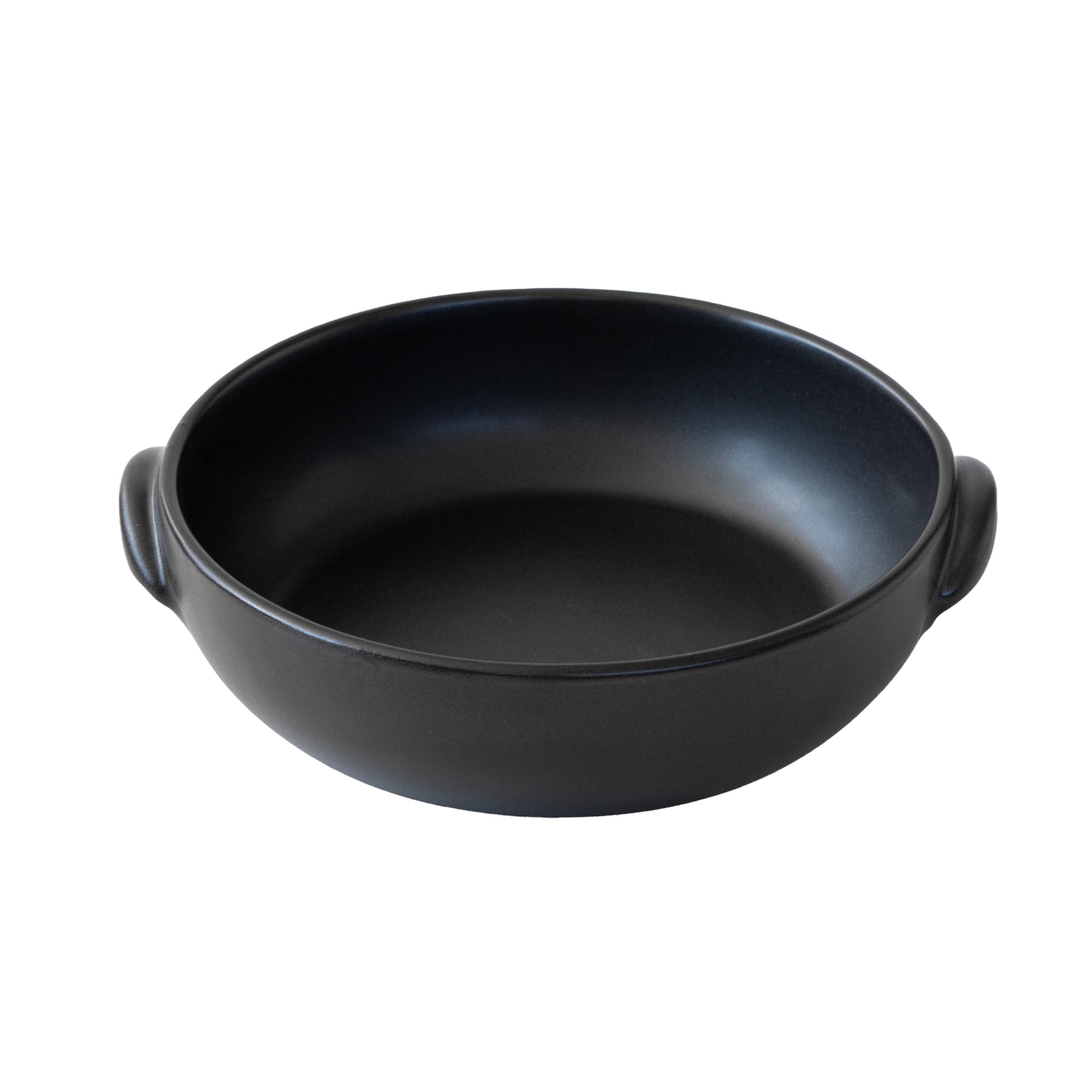 Santo Banko Ware Round Gratin Black Glaze 11155 Oven Safe