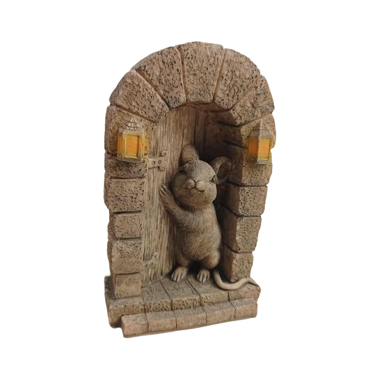 Buxuaaaa Weather Resistant Door Sculpture Whimsical Garden Decors Indoor Outdoor Ornament Resin Door Sculpture