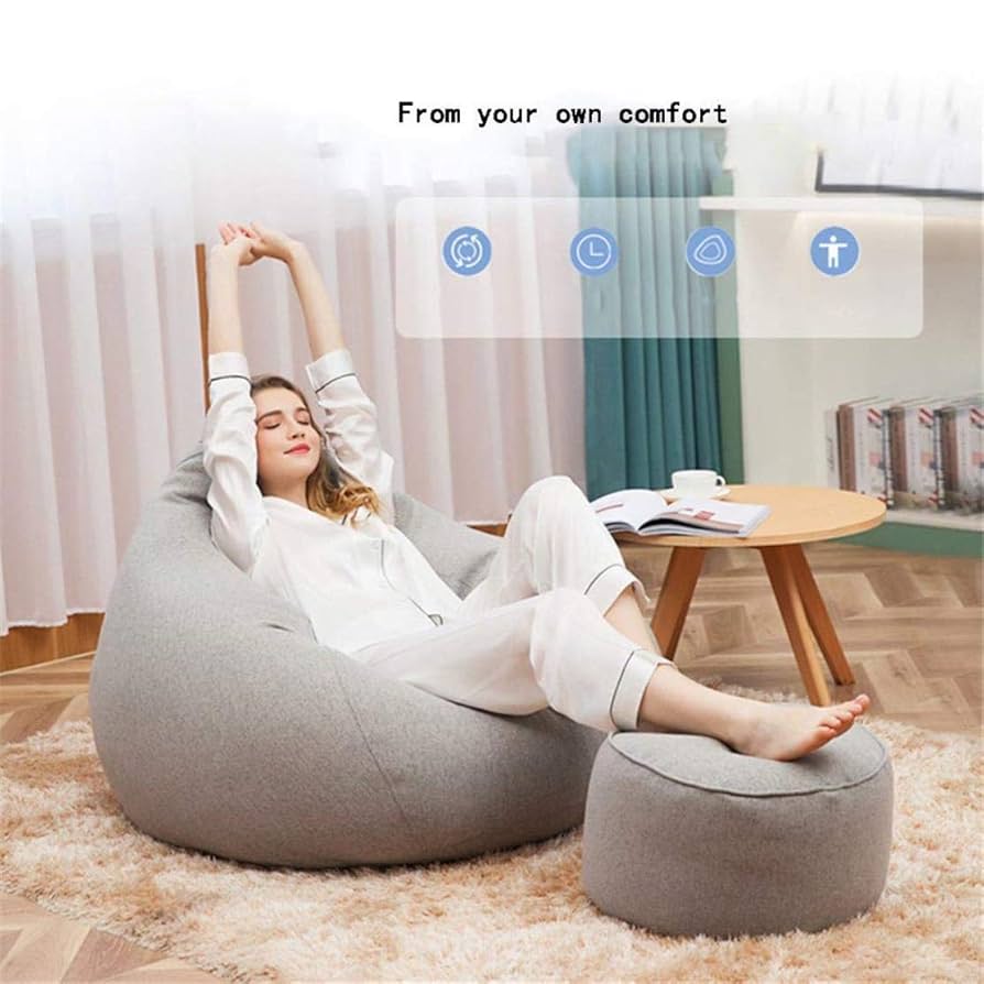 ビーンバッグチェア ソファ Amazon.co.jp: 大型ビーンバッグチェアレザー怠惰なソファ充填