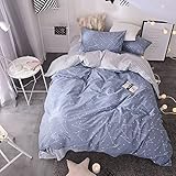 VClife Soft Queen Bedding Sets Chic Cotton Duvet Cover Reversible Constellation Galaxy Printed Bedding Comforter Cover, Kids Teens Adult Stripe Bed Set, Zipper Closure, Breathable, Lightweight, Queen