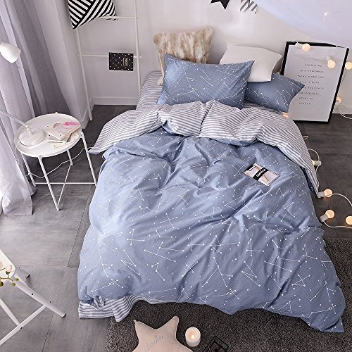 VClife Ultra Soft Washed Cotton Duvet Cover Twin Bedding Sets with Zipper Closure, 3 PCS Modern Pink Yellow Blue Striped Bedding Duvet Cover Sets (1 Duvet Cover & 2 Pillowcases)