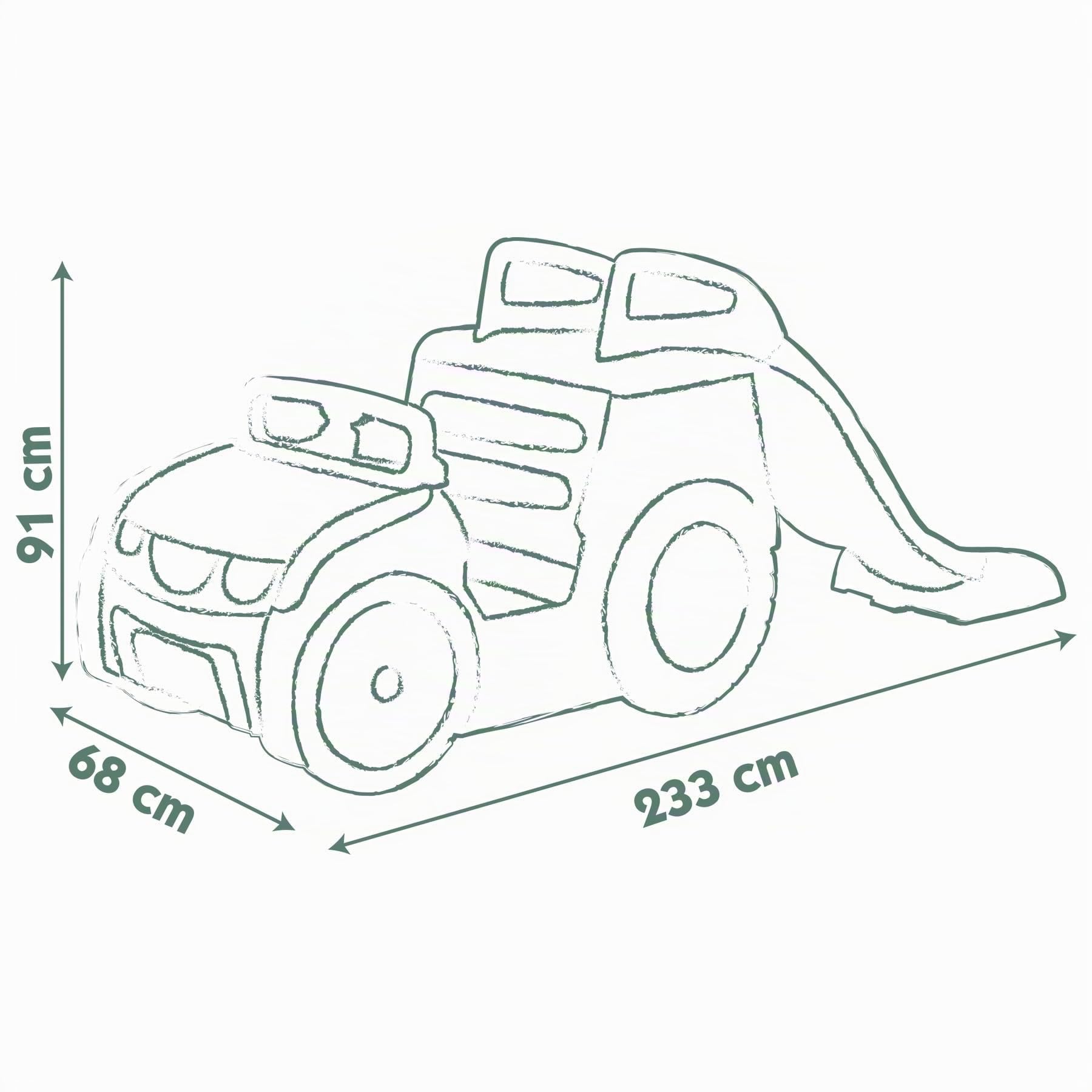 Smoby Life Coche Aventura Multiactividad – Estación de Conducción, Tobogán de 1,50 m, Caja de Arena con Tapa, Plástico Reciclado, para Niños a Partir de 18 Meses (7600840207)