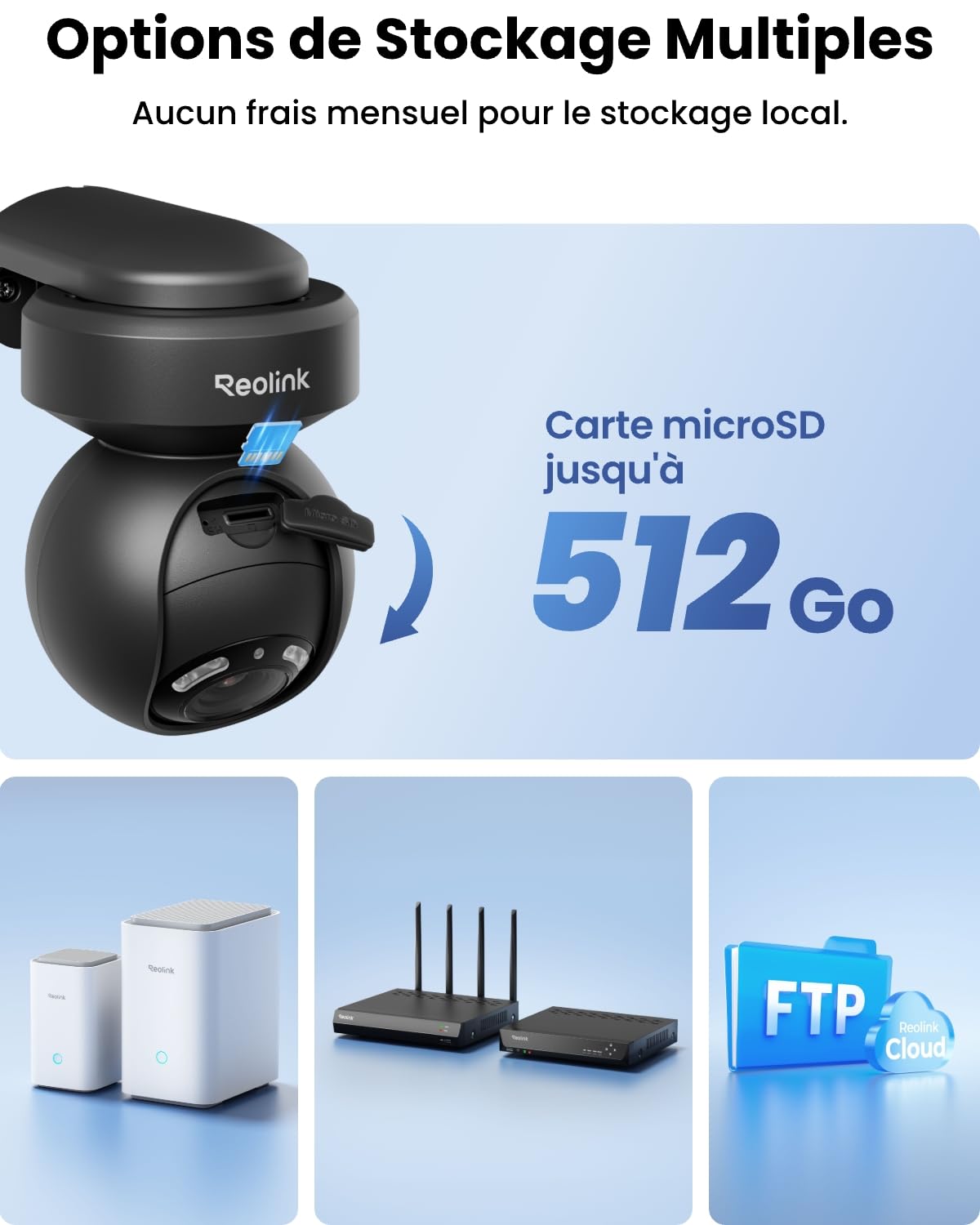 Reolink 4K PTZ Caméra Surveillance Extérieure Zoom Optique 3X Suivi Auto | Wi-FI 6, Détection Humain/Véhicule/Animaux, Vision Nocturne en Couleur 2,4 / 5GHz Audio Bidirectionnel, E1 Outdoor Pro Noir