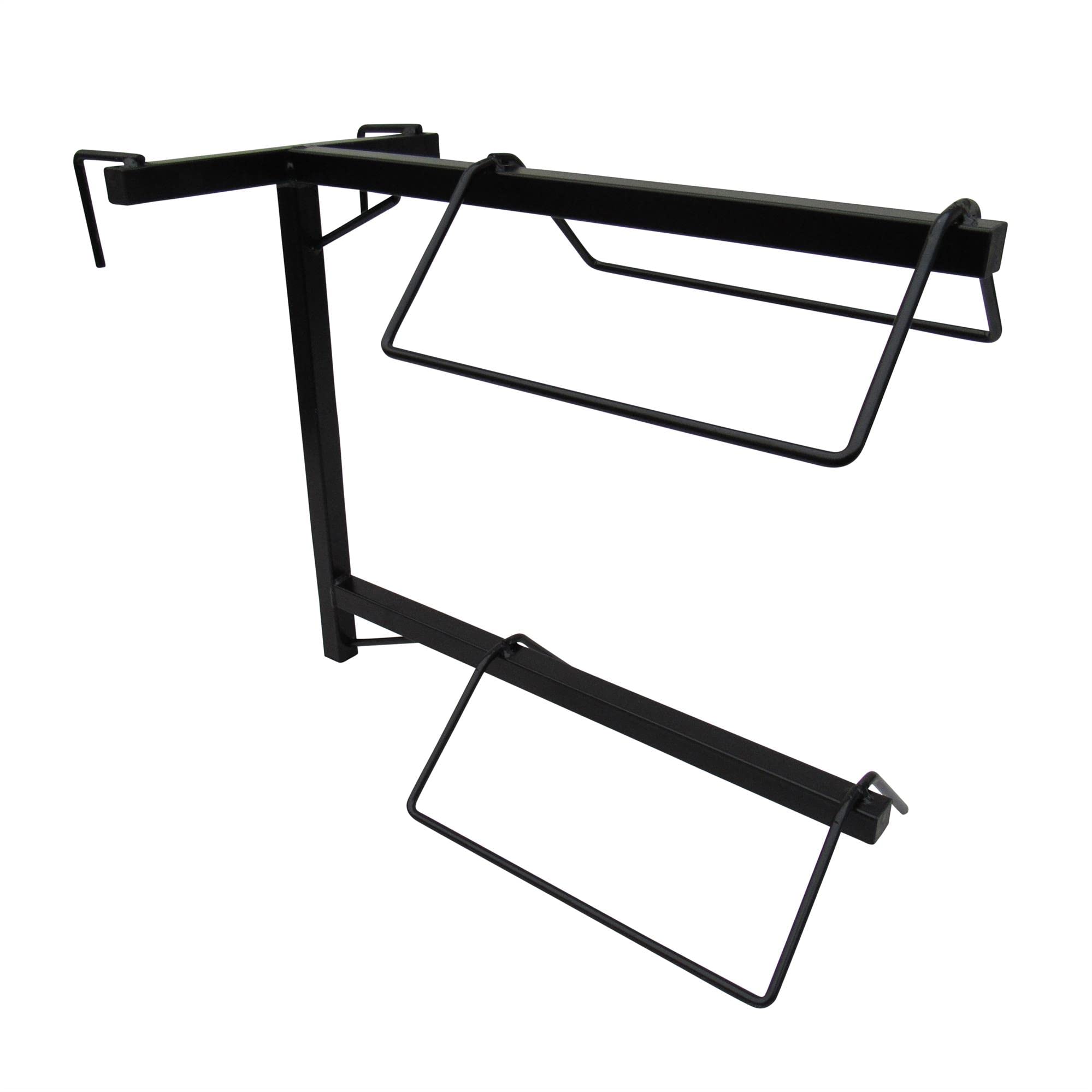 Secure Fix Direct Double Hanging Saddle Rack (Horse Portable 2 Tier Stand Tack Holder Equestrian Stalls Metal Black)