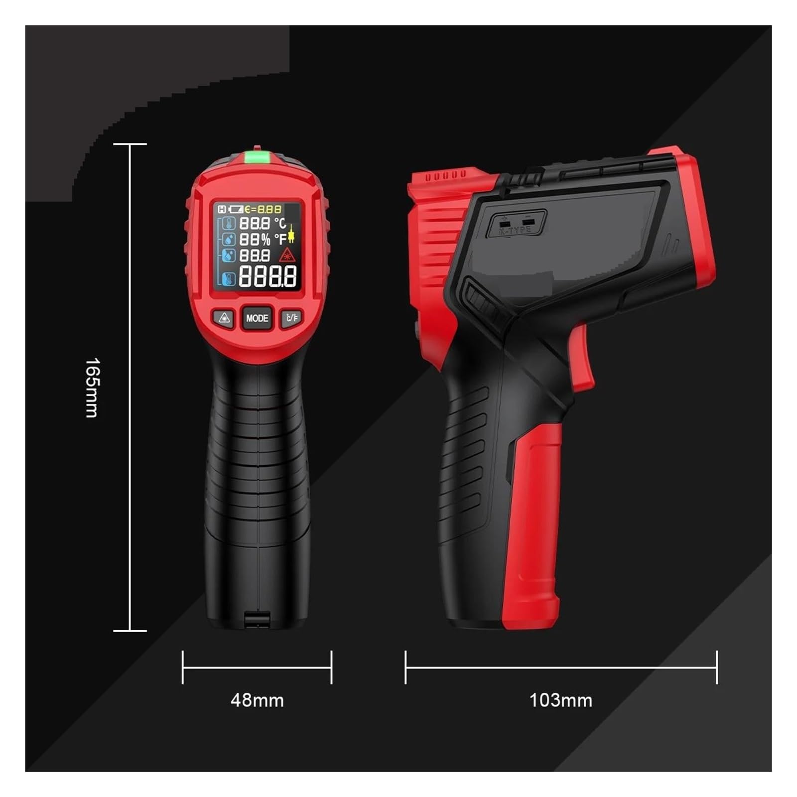 Termómetro industrial sin contacto HT651D, de -50 a 800 ℃