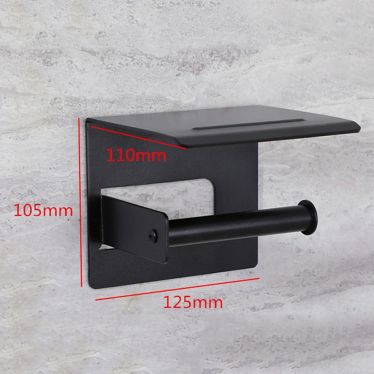 Wall Mount Toilet Paper Holder Storage Rack for Bathroom, Black image 2