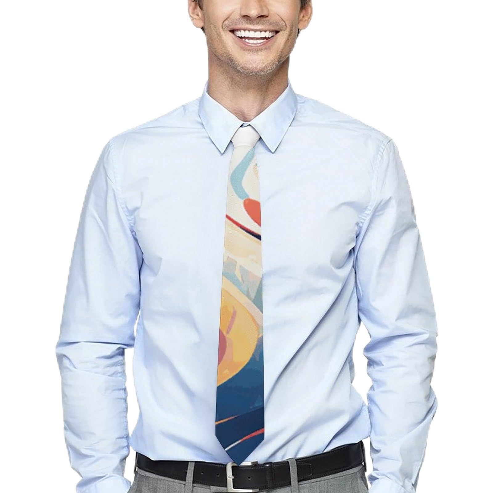 BTCOWZRV Dancing on Water Men's Ties Floral Skinny Tie for Men Formal Neckties 3