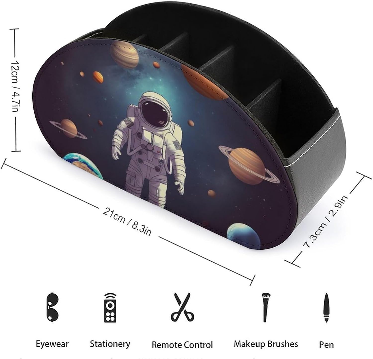Astronaut Solar Star Planets PU Remote Storage Caddy with 5 Compartments image 2