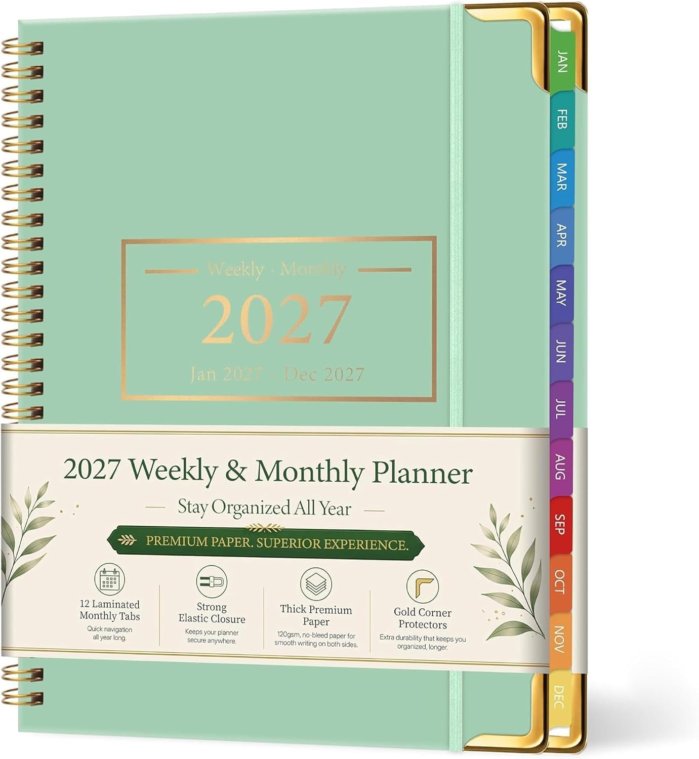 Diary 2027 A5 Week to View, Weekly & Monthly Planner with Monthly Tabs