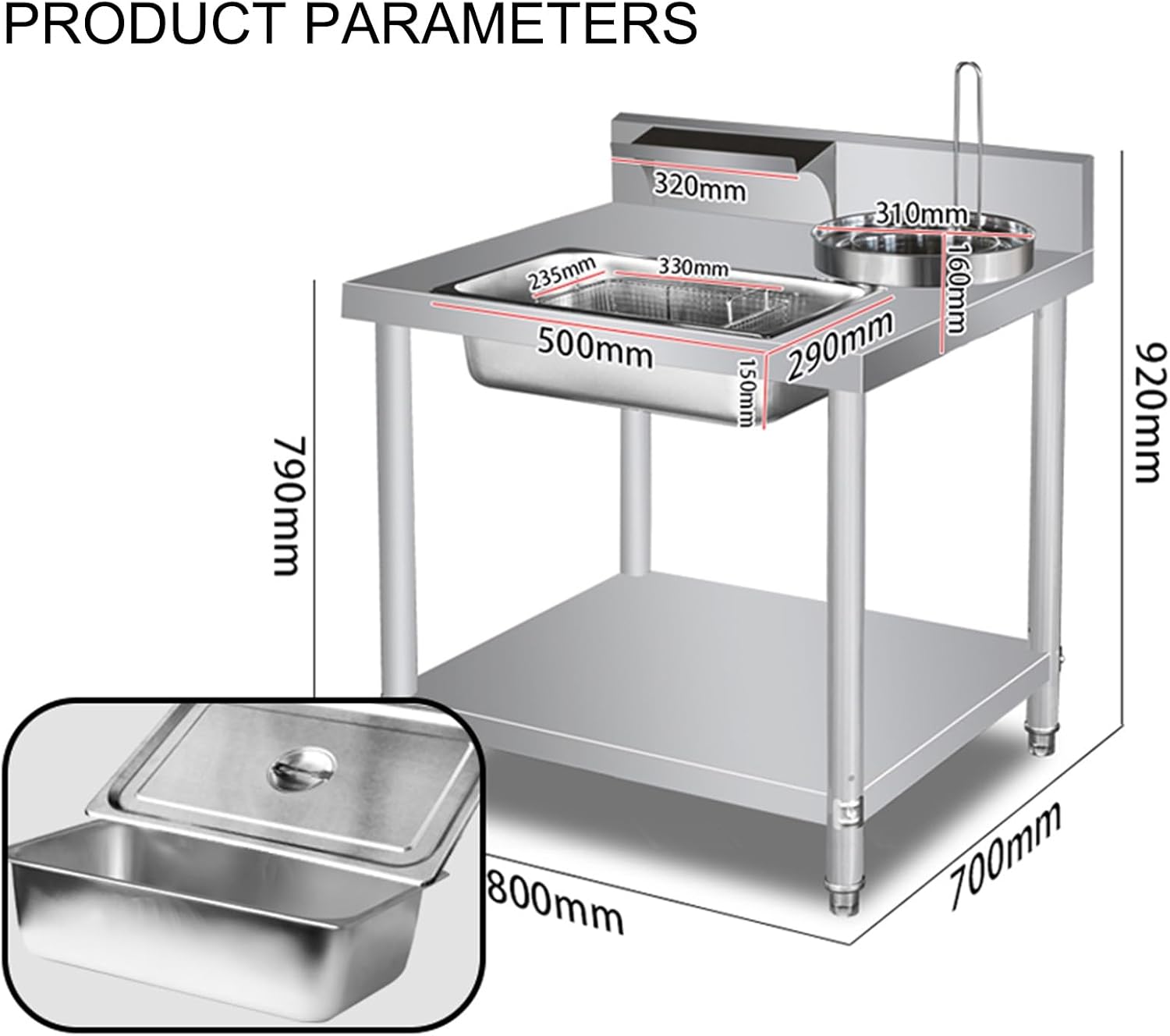 Fried Chicken Breading Table, Commercial Fried Food Prep Table, Breading Table Fried Food Prep Station, for Commercial Kitchen Restaurant Business, Easy Installation