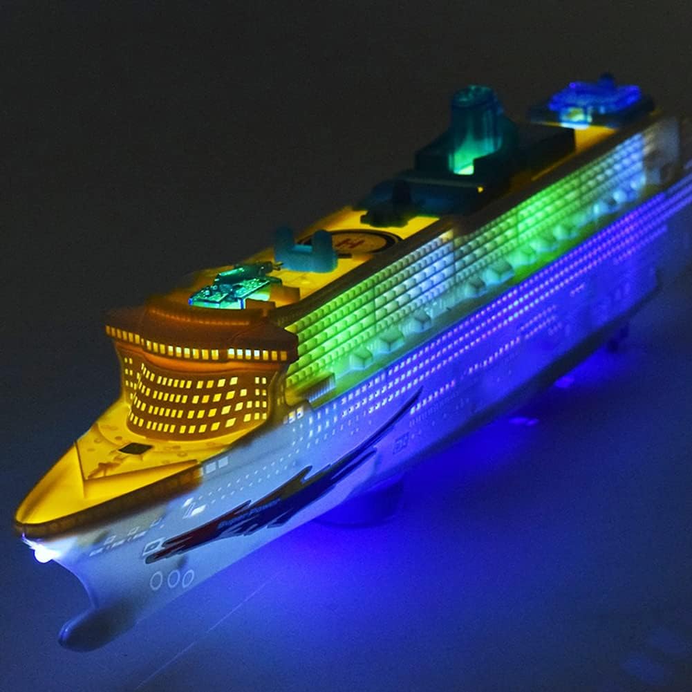 Yacht Giocattolo Radiocomandato per Bambini – Barca da Crociera Realistica con Effetti Luminosi e Musicali – Ruote Universali – Modello Dettagliato