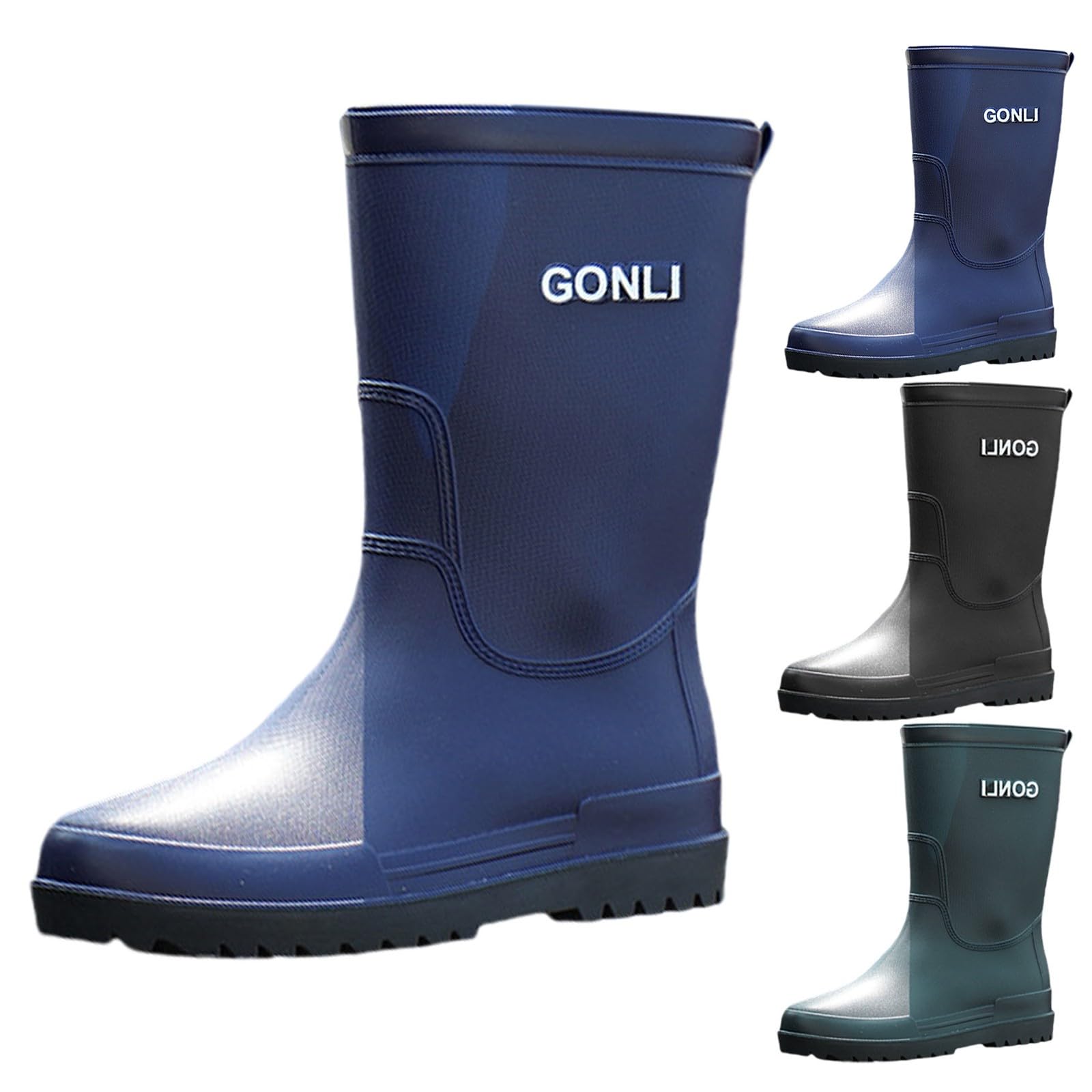 Botas de goma para hombre, botas de lluvia de media altura, botas de lluvia antideslizantes, botas de goma impermeables, botines de Wellington Botines de lluvia para exteriores, botas de jardín, botas