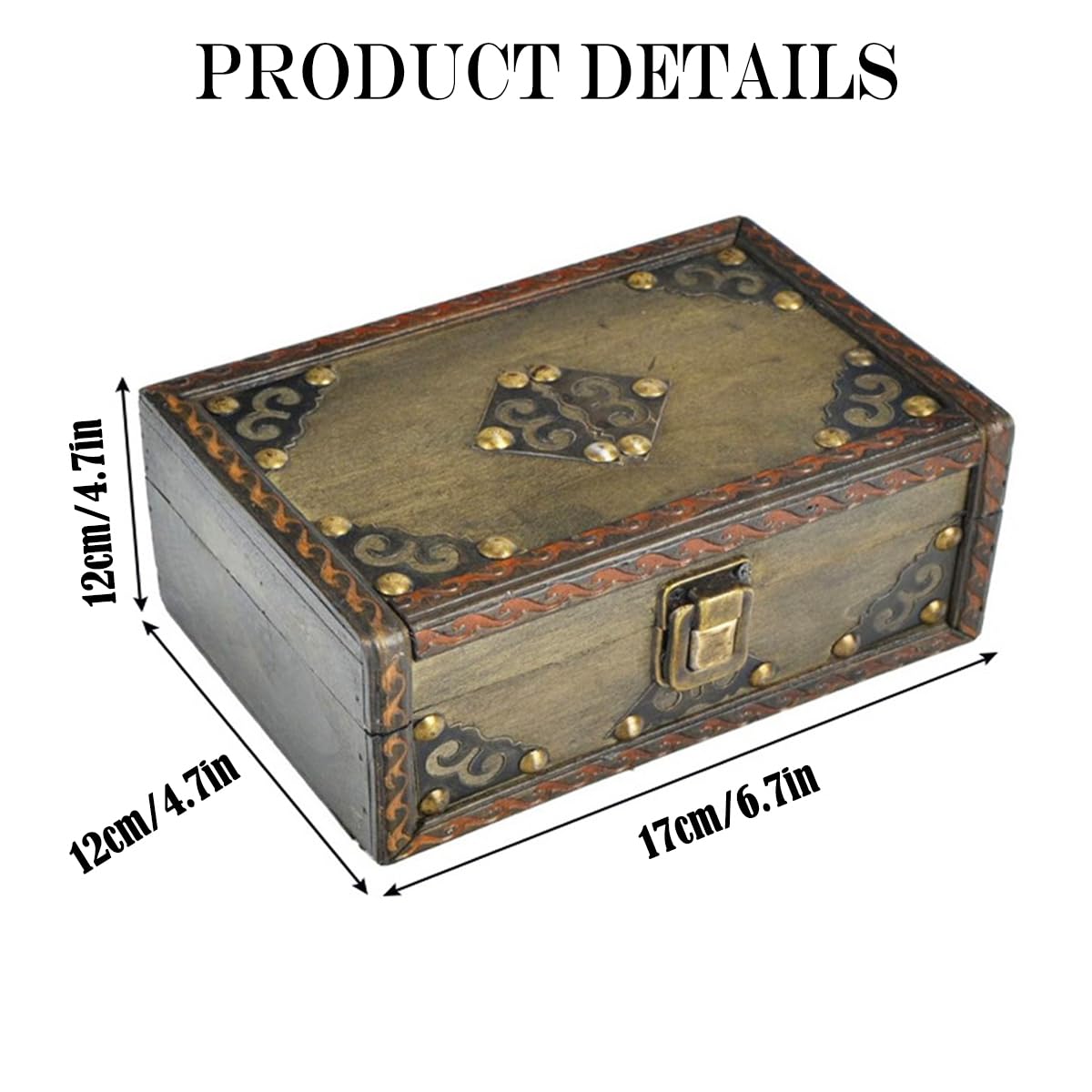Coffre Au Trésor Bois Vintage Avec Serrure à Code - 23.5x16x9.5cm - Boîte Bijoux Pirate Enfant Anniversaire