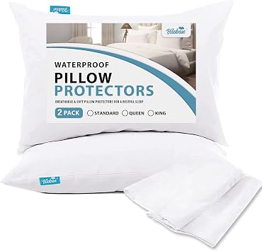 Pillow Protectors Waterproof 2-Pack, Standard Size with Zipper