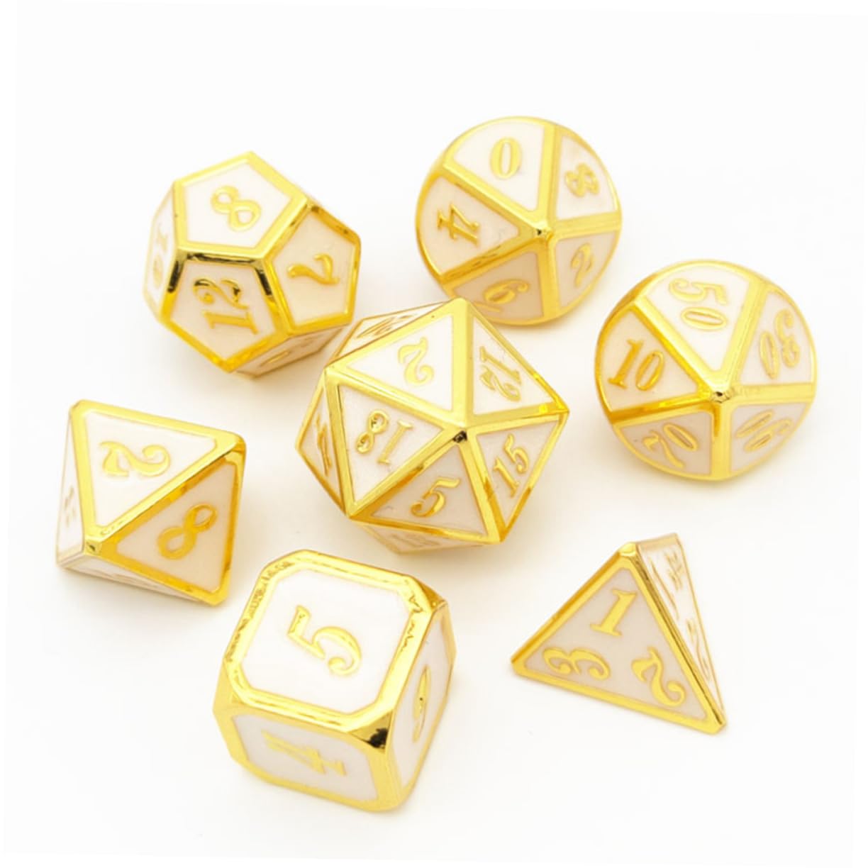 Abaodam Set de Dés Polyédriques Chiffres Clairs Lot de 7 en Alliage de Zinc pour Jeux de Société et Soirées