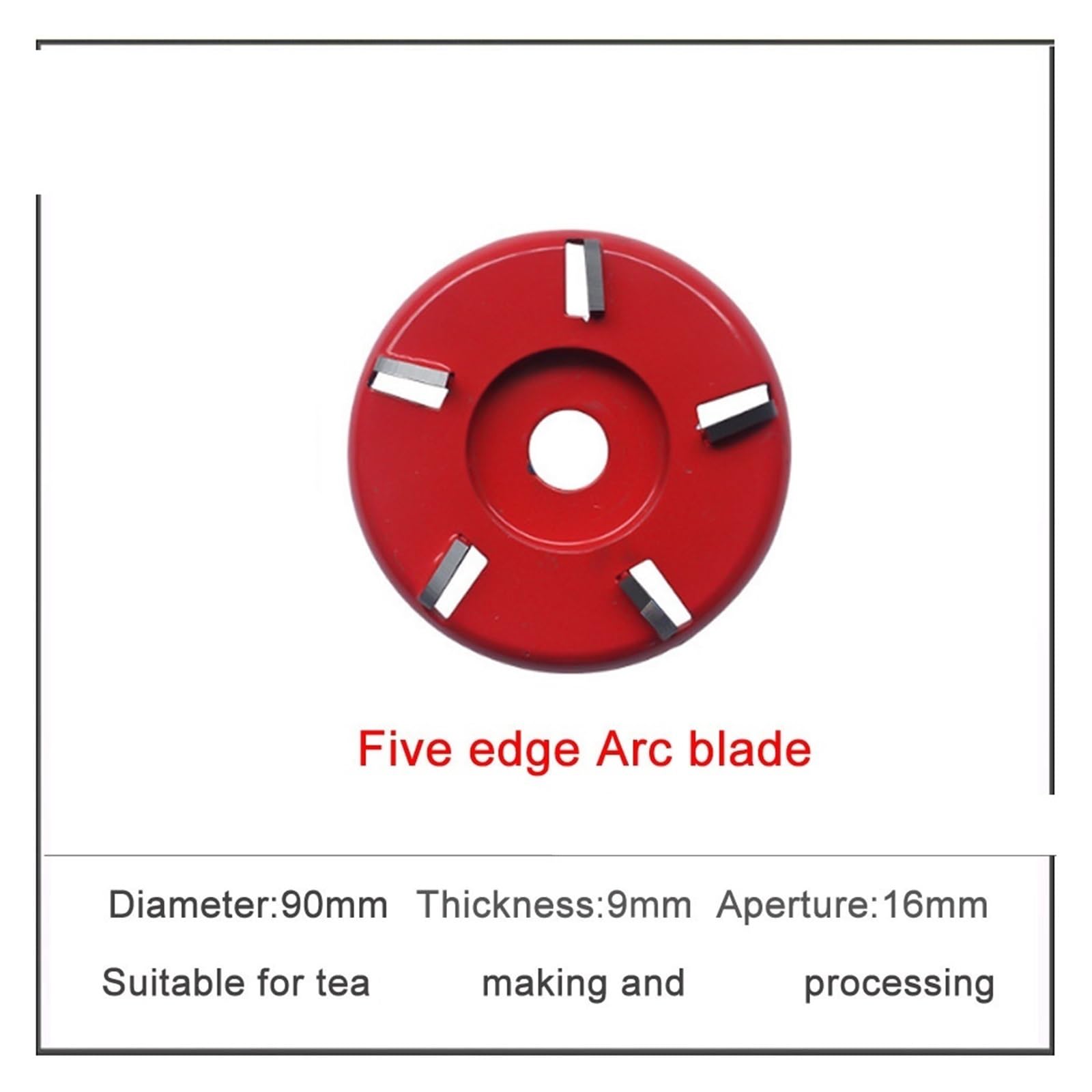 Disco de tallado de 90 mm de diámetro, eje de 16 mm | 3/5/6 dientes planos/arco, fresa moldeadora for excavación de bandejas de té, amoladora angular,(5T,Round)