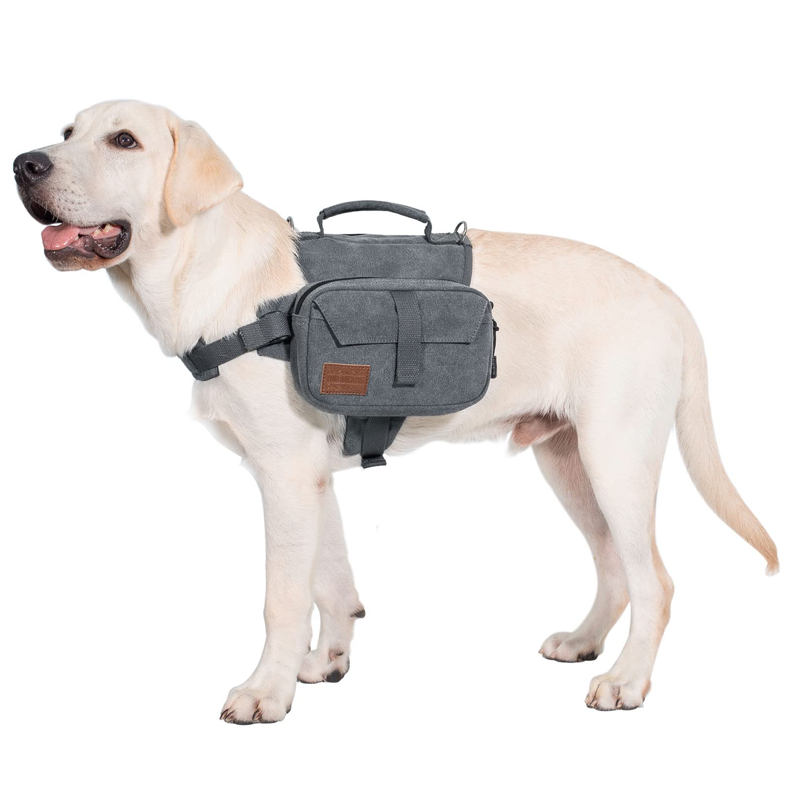 OneTigris HOPPY CAMPER 2,0 Mochila para perros, camping, senderismo, desgarros, para perros de tamaño M/L (M, gris)