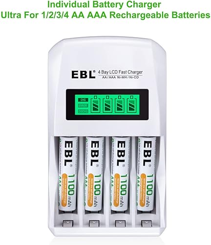 Miniatura 4 de EBL Baterías AAA recargables de 1100 mAh 8 unidades con 907 LCD individual AAAAA cargador de batería recargable