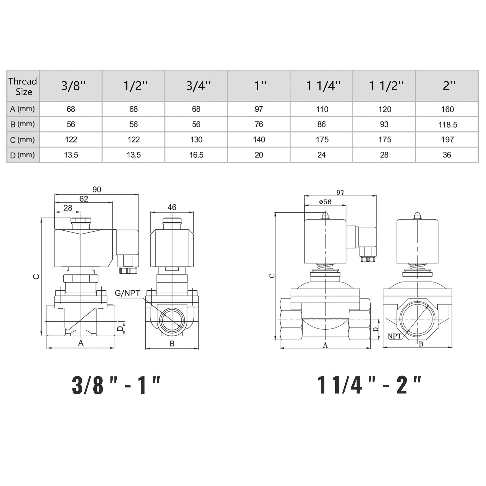 U.S. Solid Électrovanne acier inoxydable G 3/4" 24 V CC normalement ouvert 10 bar Solénoïde Valve d'eau électrique pour eau, air, diesel, kérosène et essence