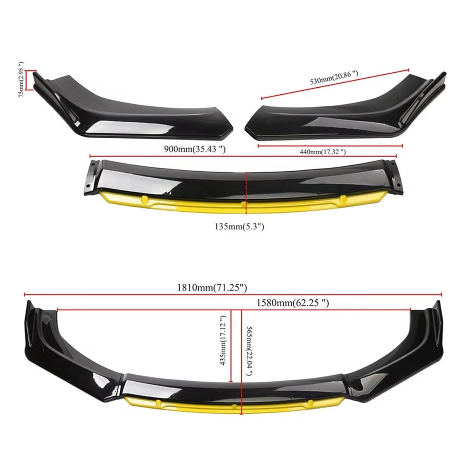 Spoiler Posteriori Ricambi Auto Paraurti Anteriore Universale Auto Kit Carrozzeria Labbro Anteriore Paraurti Anteriore Spoiler Diffusore Sotto Labbro Anteriore Spoiler Posteriore Auto(Red)