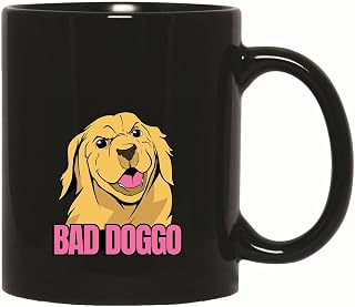 Bad Doggo Gift Funny Pet Quote Illustration for Animal Lovers 11oz 15oz Black Coffee Mug