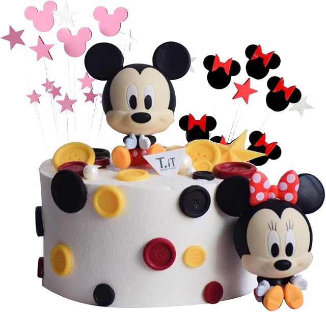 27 PCS Mickey Mouse Cake Decoration ZHULIA- Birthday Cake Decoration Birthday Cake Topper with Mickey Mouse Figures Party Cake Decoration Supplies for Children Birthday Baby Girl Boy