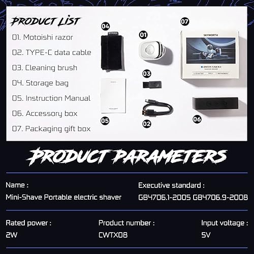 Miniatura 6 de Mini-Shave - Afeitadora eléctrica portátil, tamaño de bolsillo de afeitadora eléctrica de viaje, recargable para hombres, afeitadora facial y barba