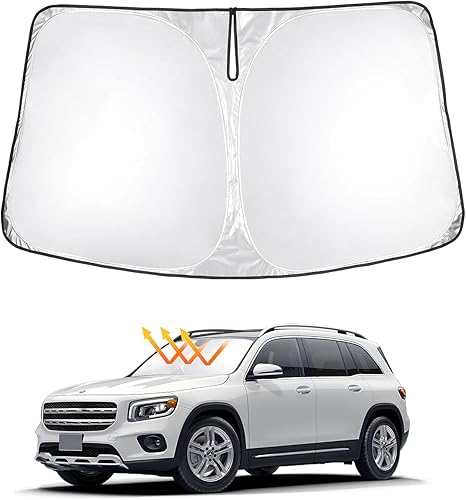 T TGBROS Parasol para parabrisas de ajuste personalizado para Mercedes-Benz GLB 2020-2023, accesorios plegable, protección solar de poliéster