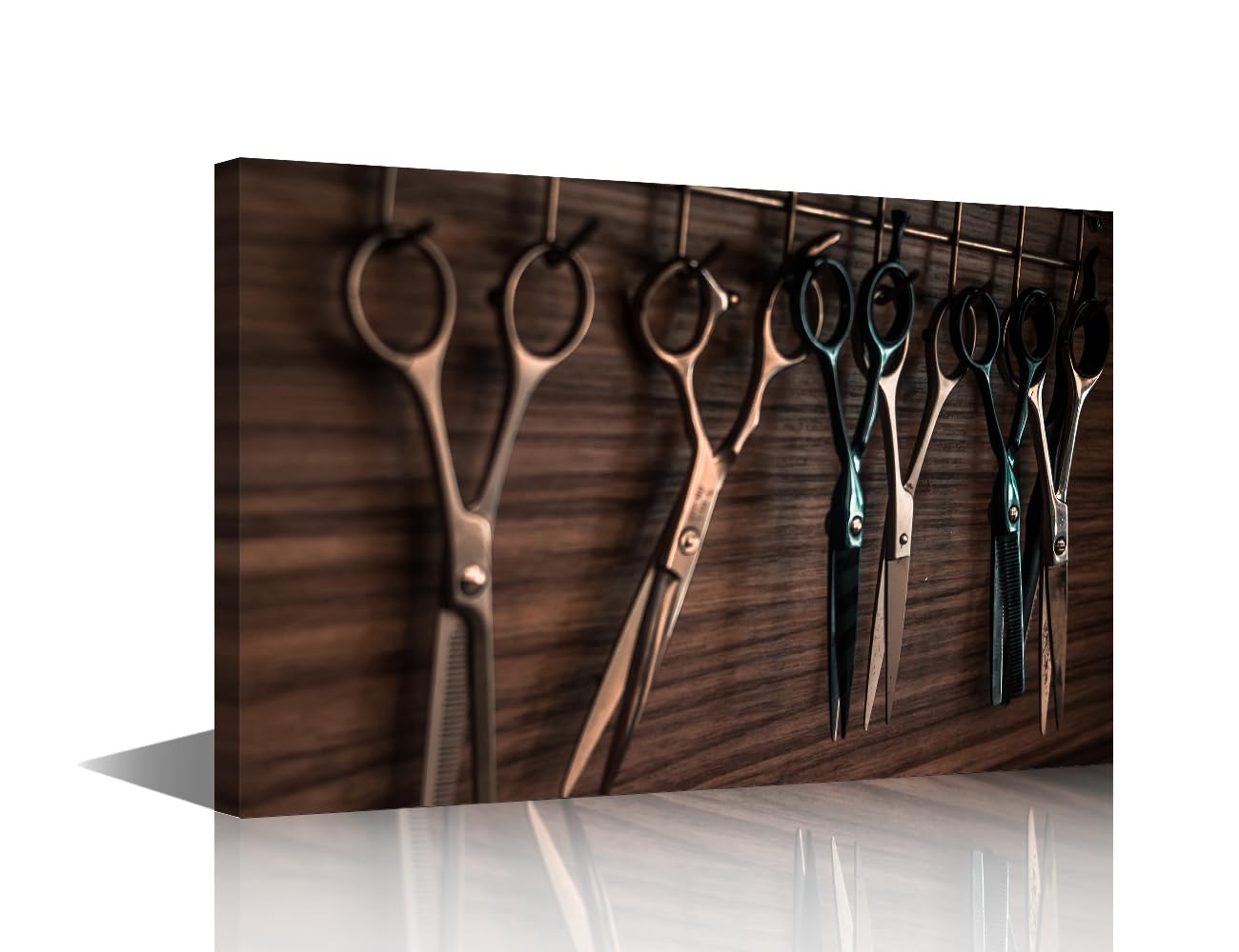 TISHIRON Vintage House Decorations Barber Scissors Wall Pictures for Living Room Hair Salon Canvas Wall Art Haircut Tools Modern Wall Painting 1 Panel Prints Wall Art Framed Ready to Hang, 18x12in