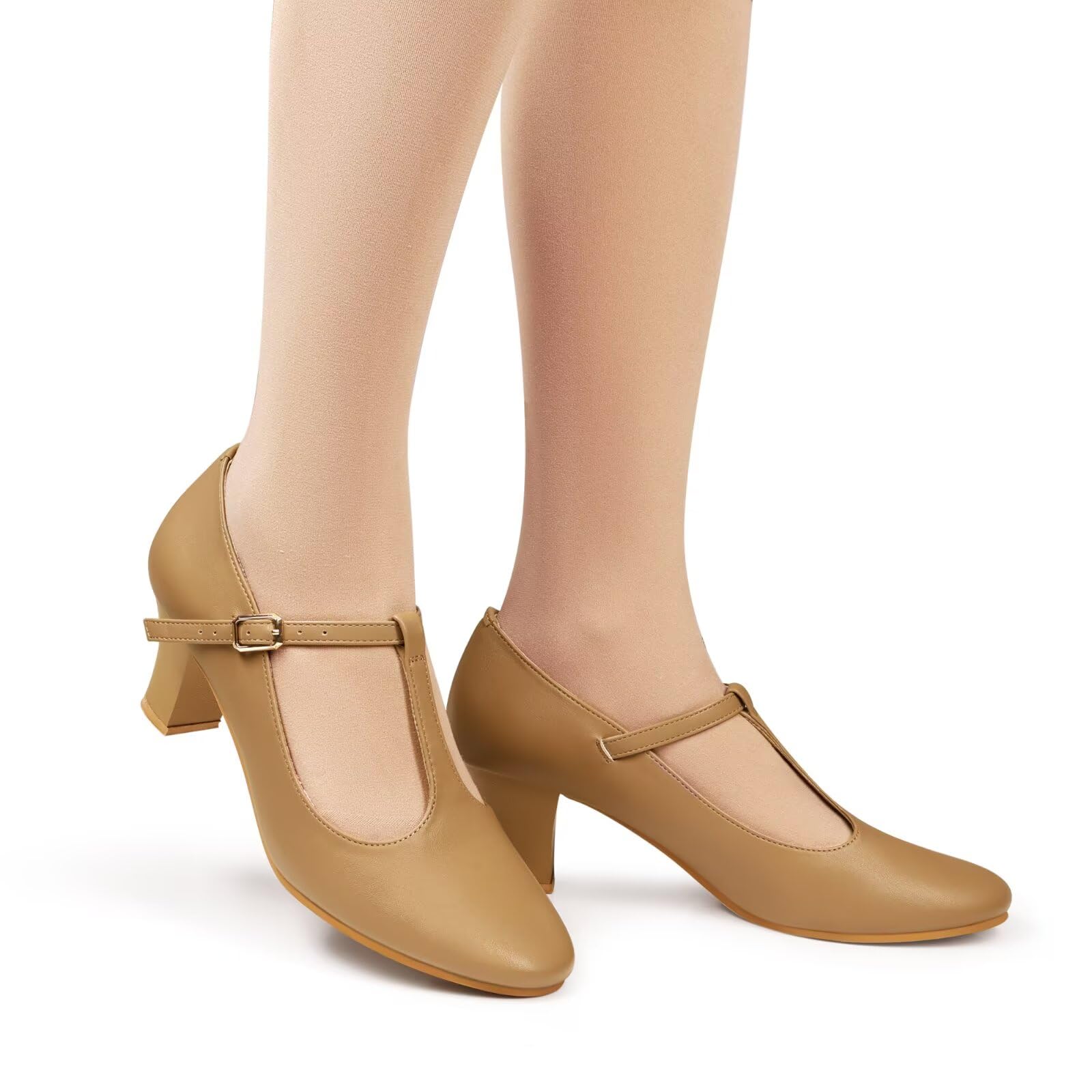 Zapatos de personajes para mujer, con correa en T, puntera cerrada, para salsa, tango, danza, zapatos de baile para estudiantes