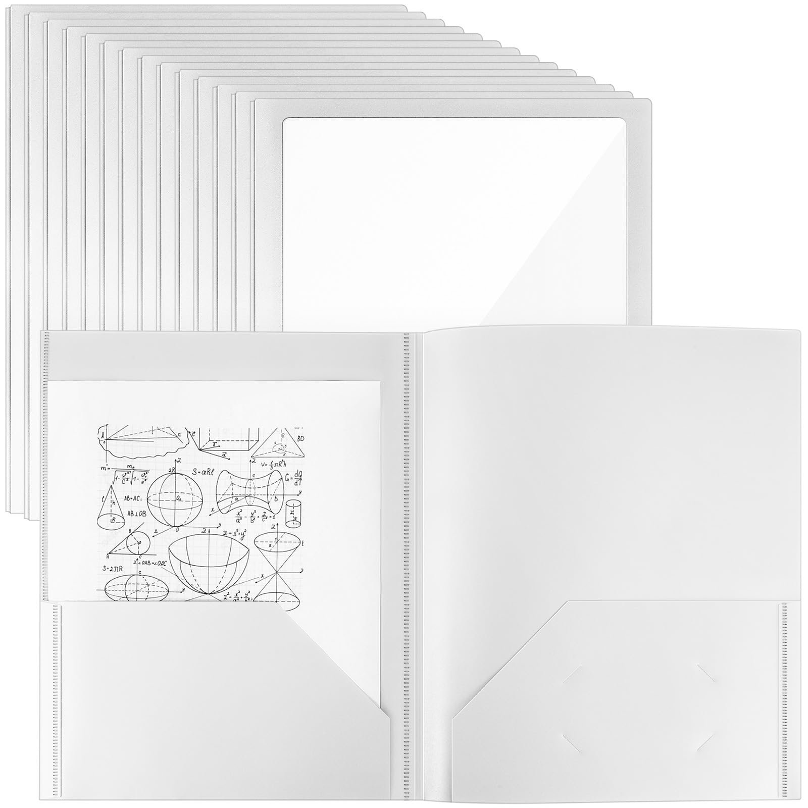 Teling 24 carpetas de plástico con bolsillo frontal transparente y soporte para tarjetas de visita, 2 bolsillos, carpetas de papel resistentes de plástico tamaño carta para suministros de oficina de