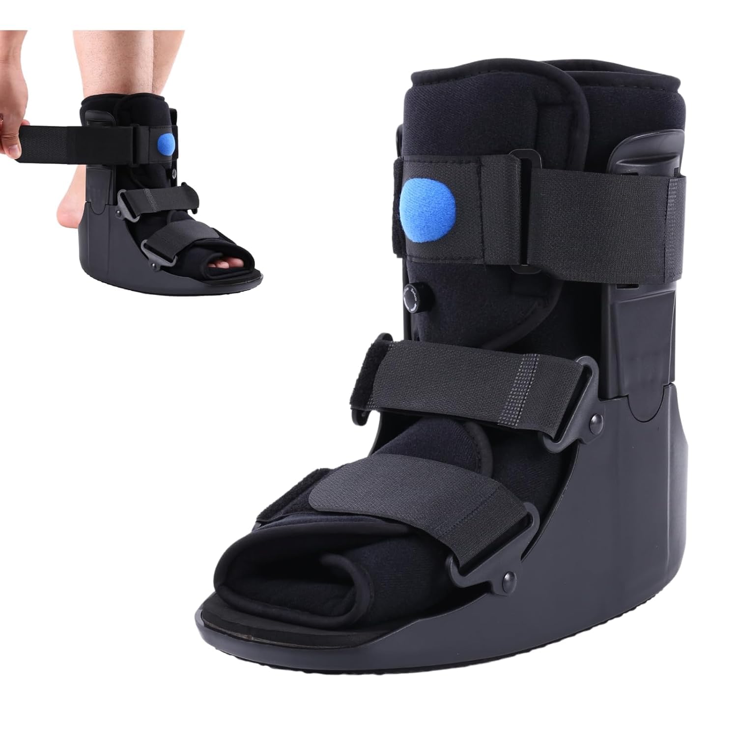 Short Walker Fracture Boot Air Walker Brace Inflatable Walking Boot for Fractures, Achilles Tendon Surgery, Acute Ankle Sprains, Broken Toe Foot, Injury Recovery Black (L)
