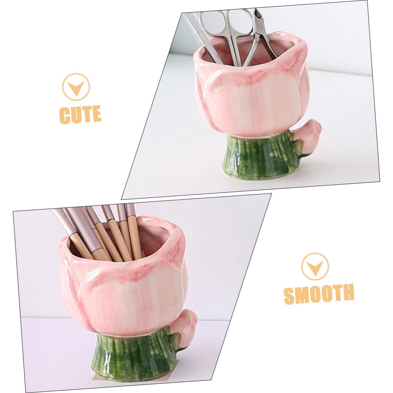 PRETYZOOM 3pezzi Porta Pennelli Ceramica Decorativo Per Trucco Contenitore Multifunzionale Per Cosmetici e Penne Elegante Organizer Da Scrivania Compatte Per Makeup e Ufficio