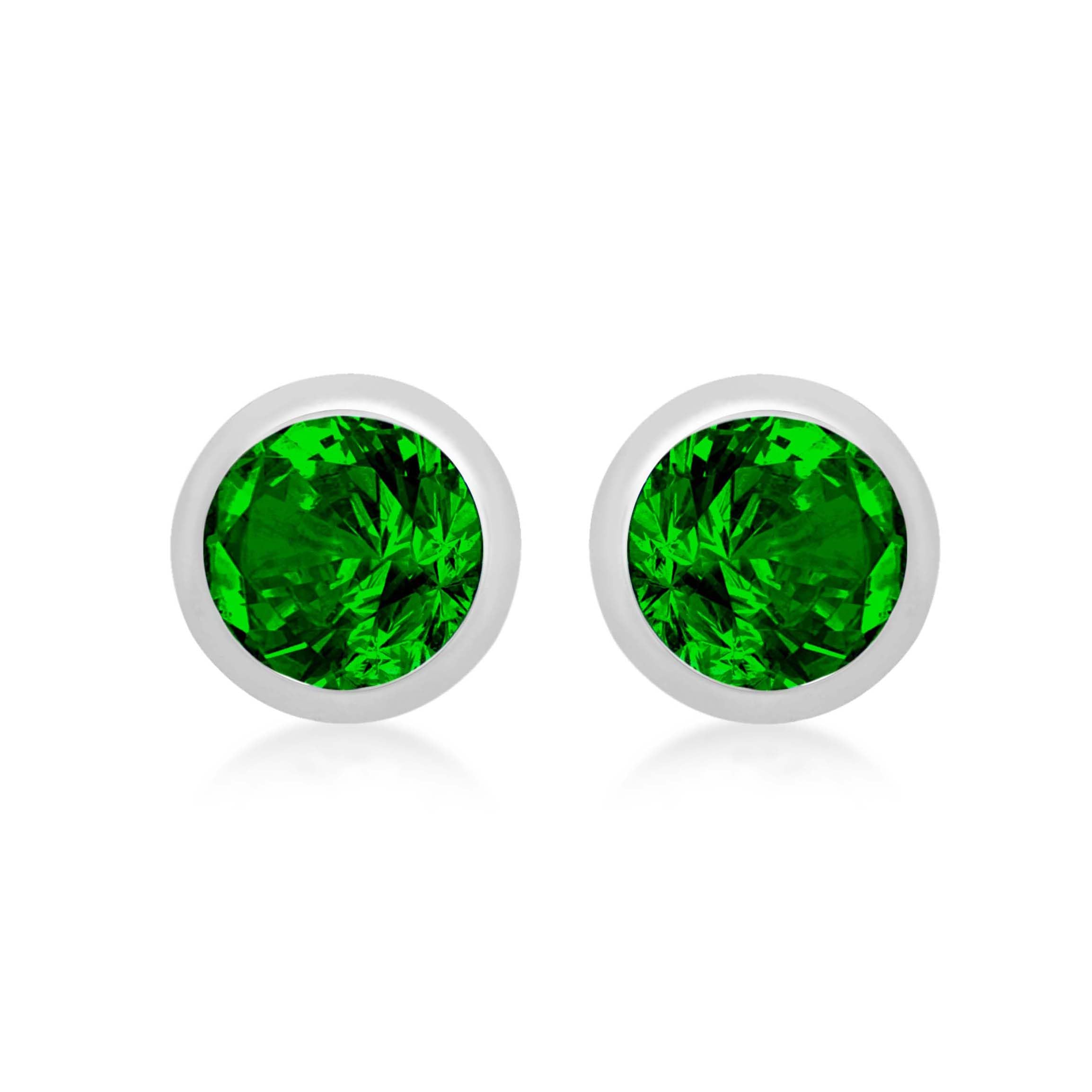 Amazon Essentials Sterling Silver Green CZ May Birthstone Stud Earrings