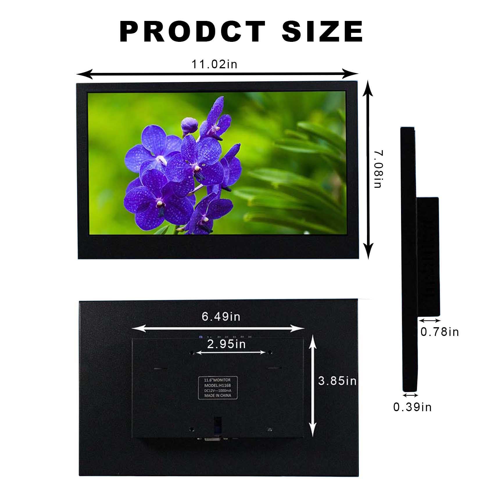 VSDISPLAY Monitor LCD industriale IPS da 11,6 pollici 1366x768 4:3 400 nits