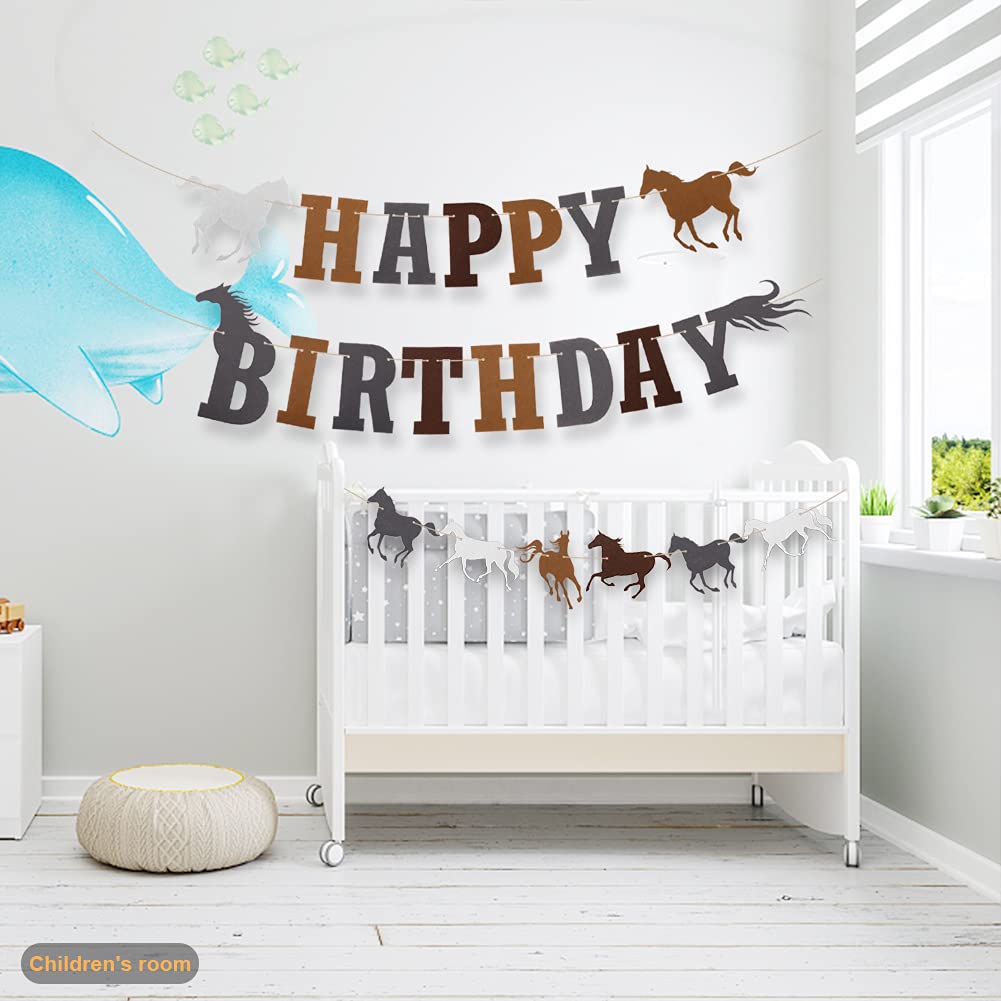 Décoration Anniversaire Thème Cheval - Bannière Joyeux Anniversaire, Guirlandes, Spirales Doubles Faces, Pour Fête Fille Ou Garçon