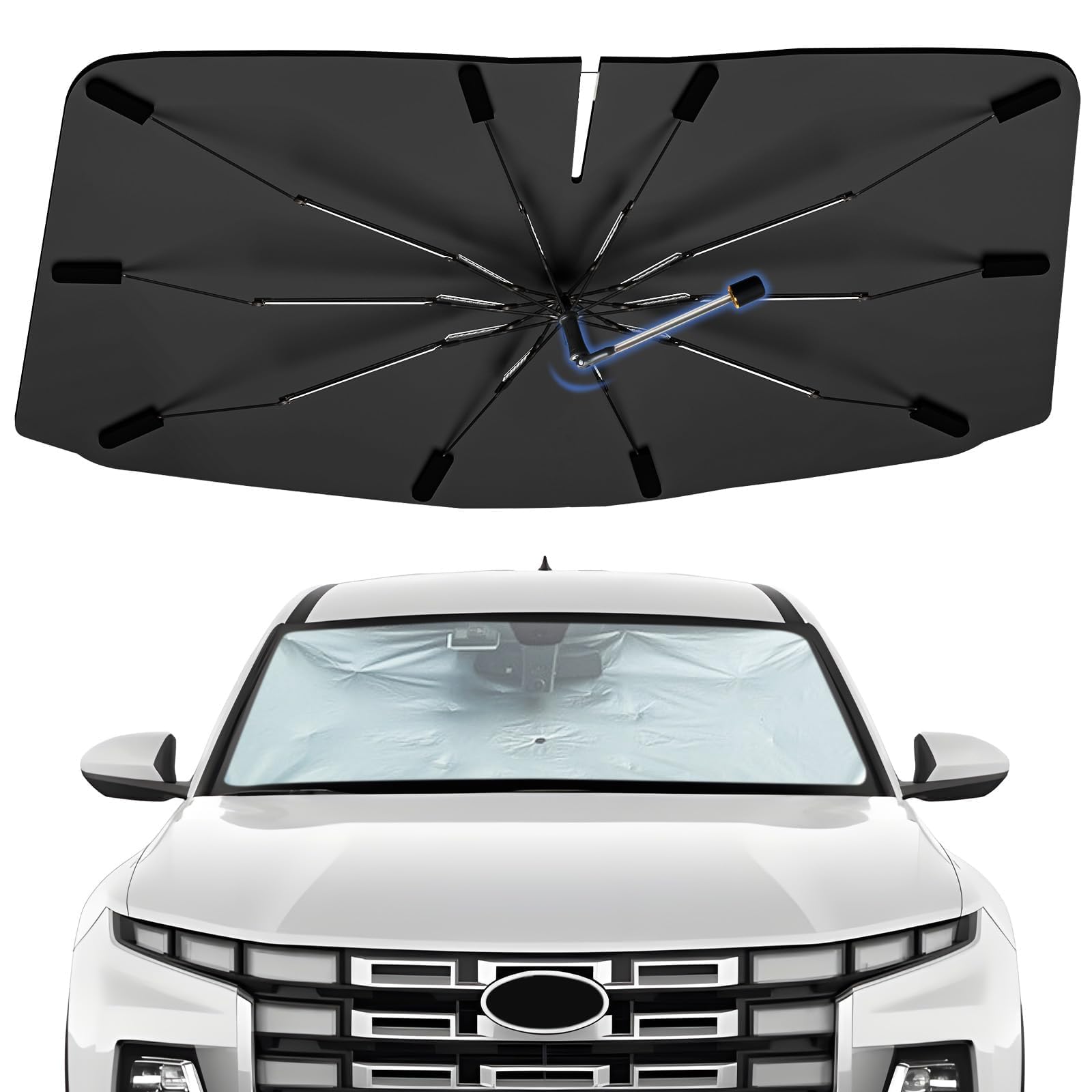 Windshield Sun Shade Umbrella for Hyundai Santa Cruz 2022-2026, Foldable Car Sunshade for Front Window, Highly Reflective Auto Sun Shield Visor for UV