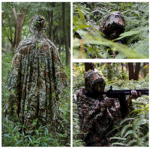Zicac Outdoor mit schnelltrocknend Polyester 3D-Blätter Tarnen Cape Umhang Mantel Stealth Waldjagdbekleidung (tarnung)