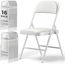 16 Pack Folding Chairs, PU Leather Folding Dining Chairs with Padded Cushion Seat & Back, Indoor Outdoor Folding Chair Set for Home Office, Parties, Events, Wedding, Extra Guest Seating