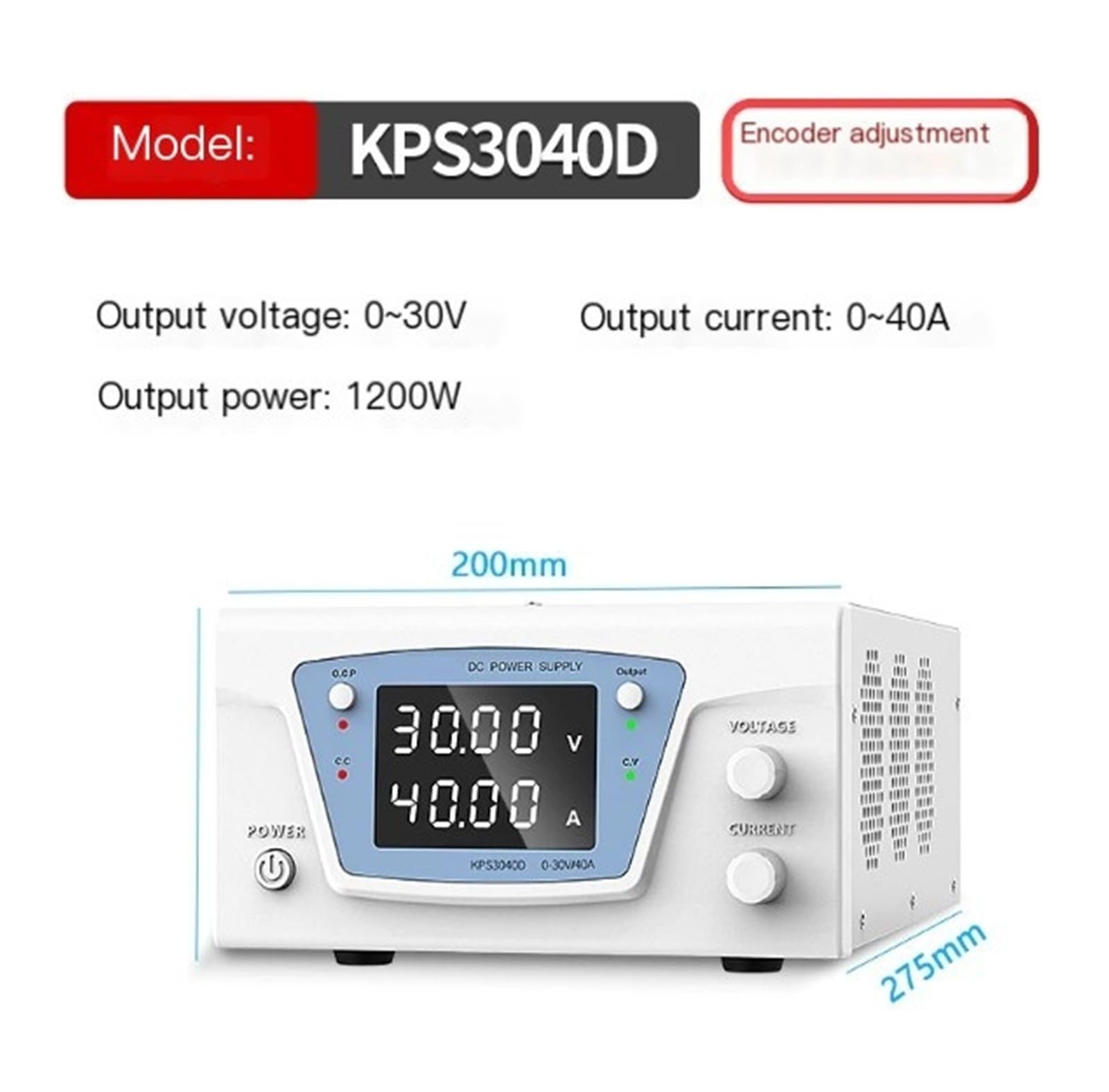 Fuente de alimentación regulada DC Regulable 1200W KPS3040D 30V 40A