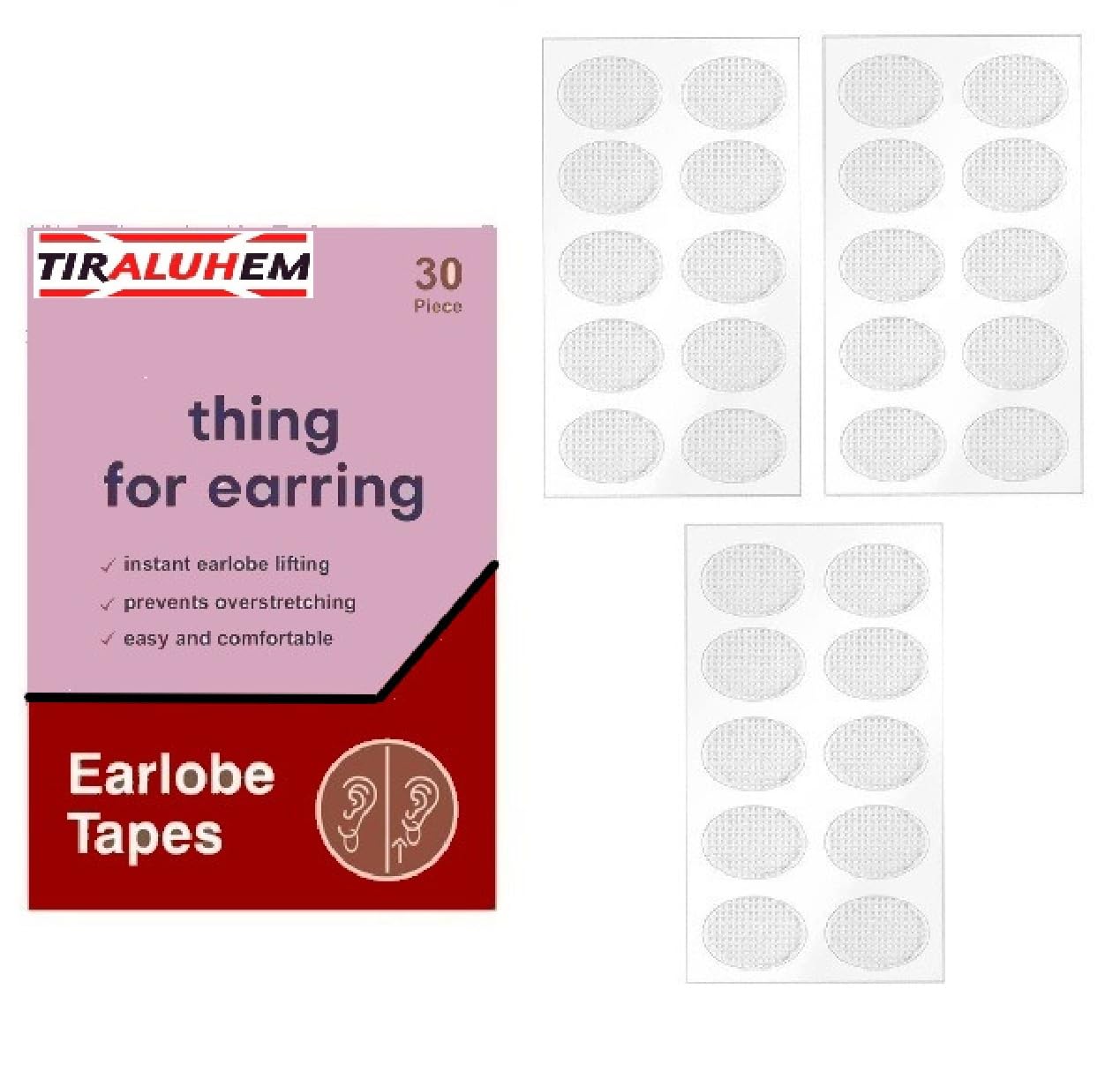 TIRALUHEM Invisible Ear Lobe Support For Earrings Earlobe Tapes And Stickers Earring Supporter For Heavy Earrings Support Patches Girls & Women (Pack Of 30) (B0D2312GZ7) Amazon Price History, Amazon Price Tracker