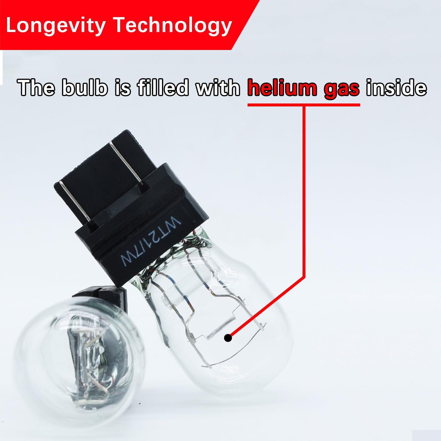 WT21/7W WT21W/7W OEM Standard Halogen Replacement Rear Tail Brake Turn Signal Light Bulb 12V WT21 21W Long Life, Pack of 2