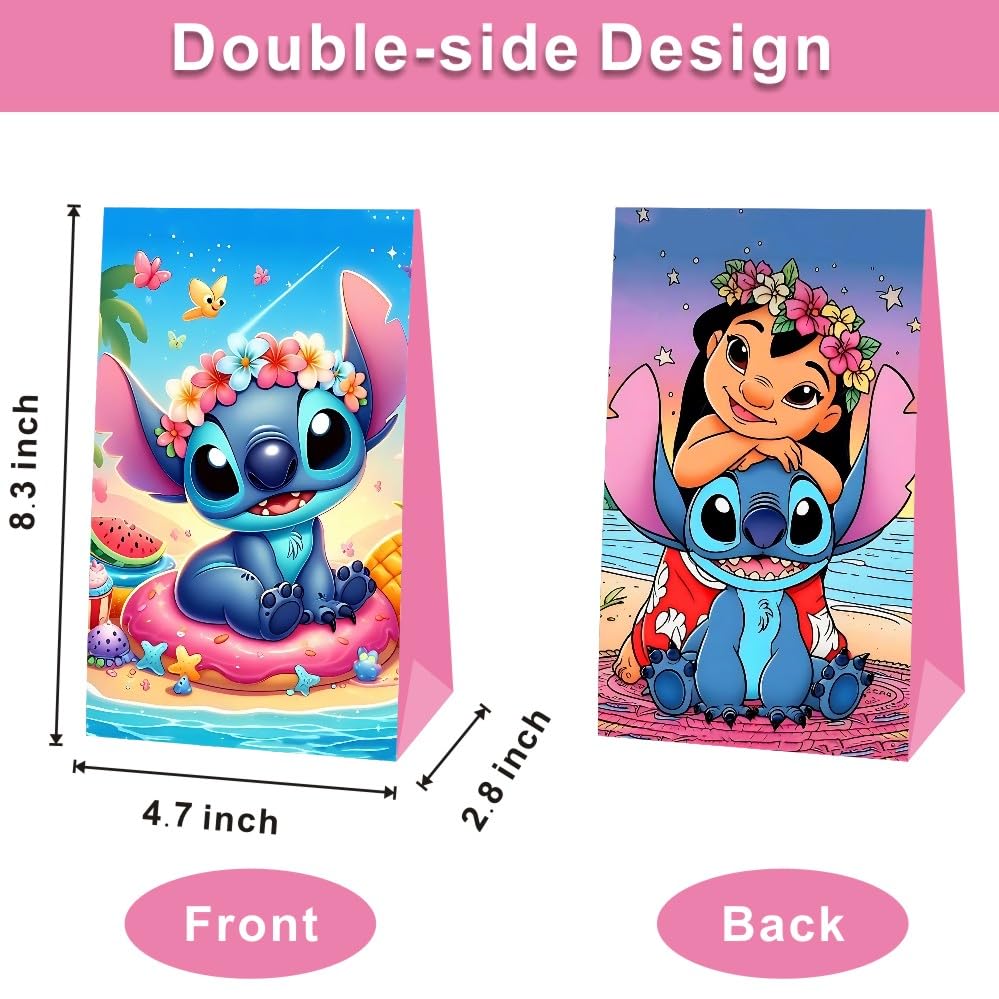 BNFUO 12pcs Stitch and Angel Goodie Bags Party Bags Gift Bags for Birthday Party, Stitch Birthday Party Supplies Birthday Decorations